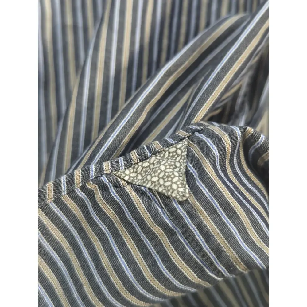 Banana Republic Shirt Mens L Slim Fit Striped French Cuff Italy Cotton Dress
